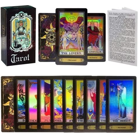 Jeu De Cartes De Tarot - QNCIGER - 78 Cartes De Tarot Classiques - Tarot Holographique - Adulte ...