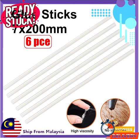 6pcs Hot Glue Sticks Adhesive Melting 7mm 200mm For Decoration Batang