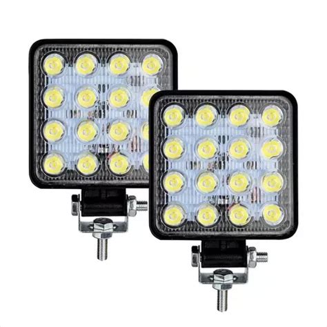 Kit 2 Farol Led Quadrado Milha 42w 16 Leds Off Road 12v 24v MercadoLivre