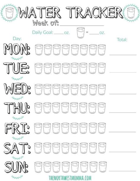 Free Printable Daily Water Intake Tracker