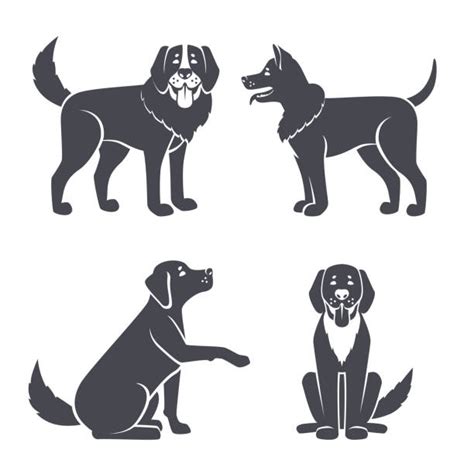 Big Set Of Cute Dogs Icons Vector Flat Illustrations Illustrations