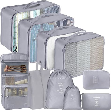 SINZUX Grau Koffer Organizer Set 6 Teilige Compression Packing Cubes