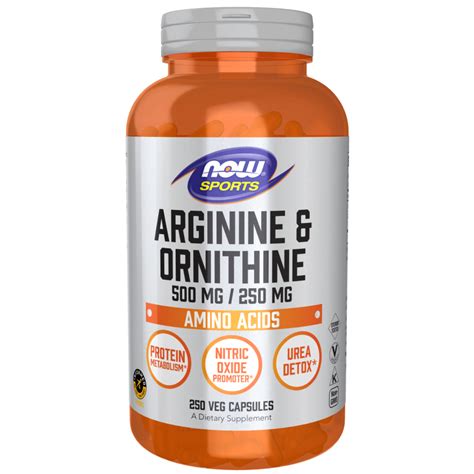 Jual NOW Arginine & Ornithine 500 mg / 250 mg 250 Veg Capsules amino ...