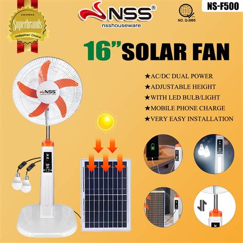 Nss Solar Fan Ac Dc Dual Power Solar Electric Fan With Panel Light