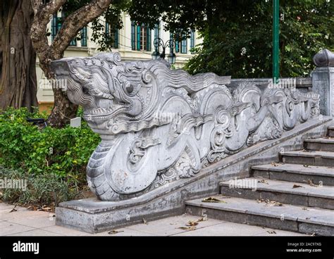 Carved Stone Dragon Sculpture At Indira Gandhi Park Hanoi Stock Photo