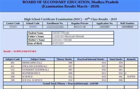 Mp Board Result 2022 Out Live Mpbse 10th 12th Result Mark Sheet At