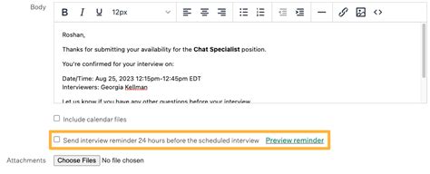 Send An Interview Confirmation Email Greenhouse Support