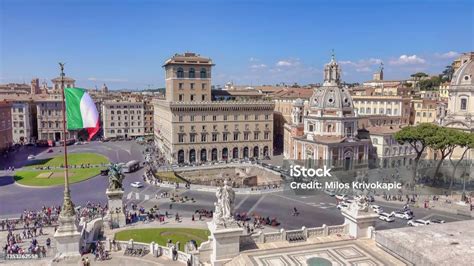 Aerial View Of Piazza Venezia Park Romes Busiest Roundaboutsitalian ...