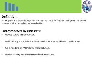 Pharmaceutical excipients | PPT