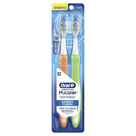 Oral B Pulsar Expert Clean Battery Electric Toothbrush Medium 2 Ct