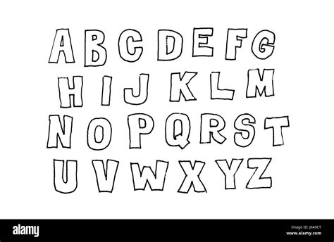 Hand Drawn Abc Doodle Style Black Letters Over White Background