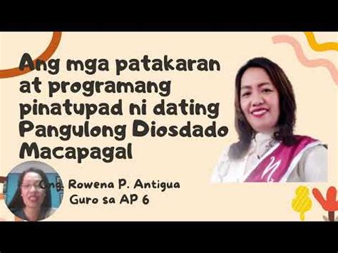 Ang Mga Patakaran At Programang Pinatupad Ni Dating Pangulong Diosdado