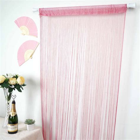 12 Ft Long Pink Silk String Tassels Curtains | TableclothsFactory