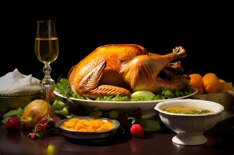 Premium Photo | Thanksgiving Feast Table with Turkey