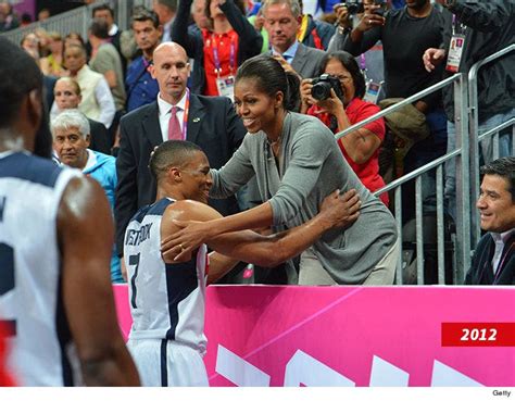 Russell Westbrook Runs Into Michelle Obama In Denver