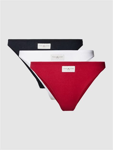 Kup online TOMMY HILFIGER Figi bikini z naszywką z logo w zestawie 3