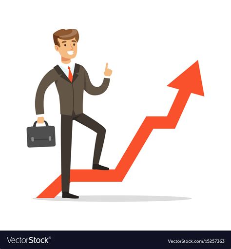 Successful businessman standing on success graph Vector Image