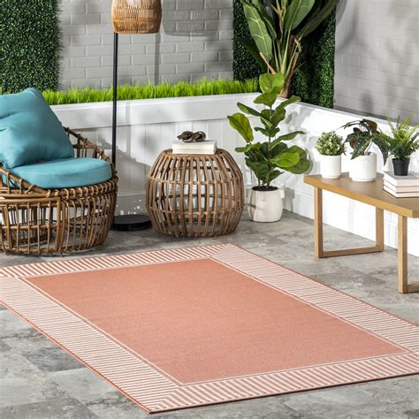 NuLOOM Asha Simple Border Indoor Outdoor Area Rug 5 X 8 Brick