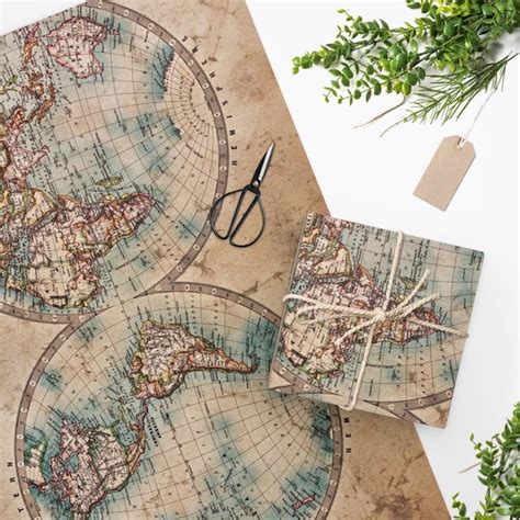 World Map Wrapping Paper Etsy