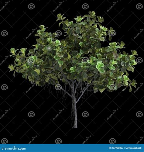 3d Illustration of Ficus Lyrata Tree Isolated on Black Background Stock
