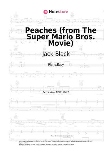 Peaches From The Super Mario Bros Movie Piano Sheet Music Easy Jack Black In Note