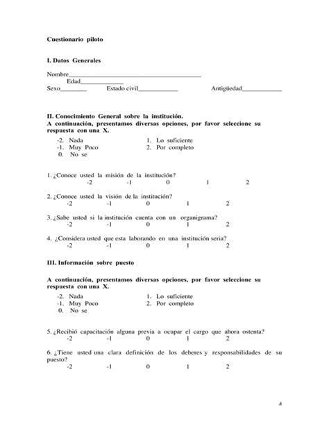 Cuestionario Piloto I Datos Generales