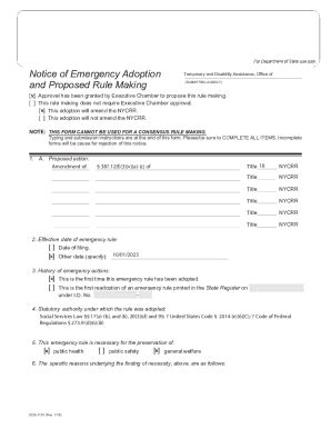 Fillable Online Otda Ny Emergency Adoption And Proposed Rule Making