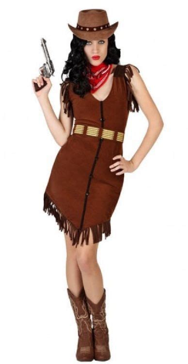 Ladies Brown Cowgirl Fancy Dress Costume Cowgirl Fancy Dress Fancy