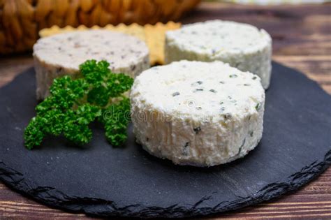 Spread Cream Cheese With Herbs Garlic Chives And Spices Close Up