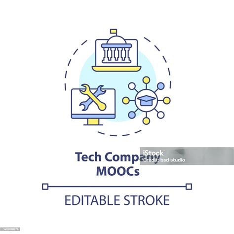 Colorful Thin Linear Icon Tech Company Moocs Concept Stock Illustration Download Image Now