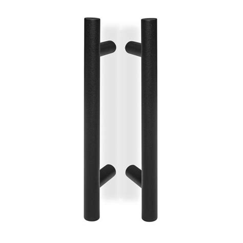 Paire de poignées de porte rondes noires HoH 200mm inox structure