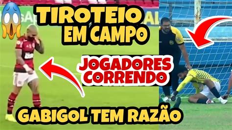 TIROTEIO DESESPERO JOGADORES CORRENDO ESSE É O NOSSO FUTEBOL