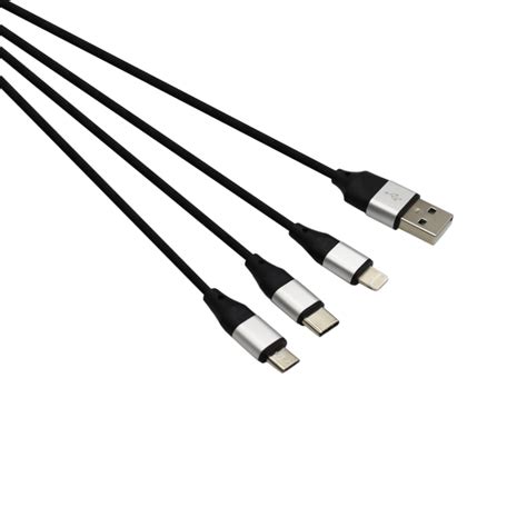 Gizzu 3in1 Usb To Micro Usbtype Clightning 12m Cable Black Syntech