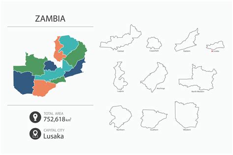 Carta Geografica Di Zambia Con Dettagliato Nazione Carta Geografica