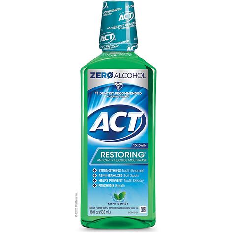 ACT Restoring Anticavity Alcohol Free Fluoride Mint Burst Mouthwash ...