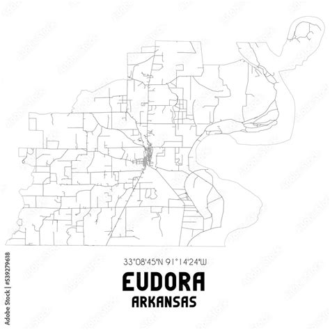 Eudora Arkansas. US street map with black and white lines. Stock Illustration | Adobe Stock