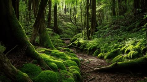 Gambar Ini Menampilkan Hutan Hijau Berlumut Gambar Hutan Foto