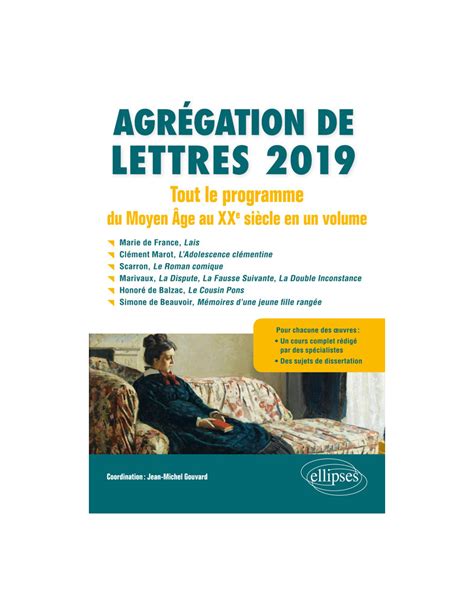 Agrégation de Lettres 2019 Tout le programme du Moyen Âge au Xxe