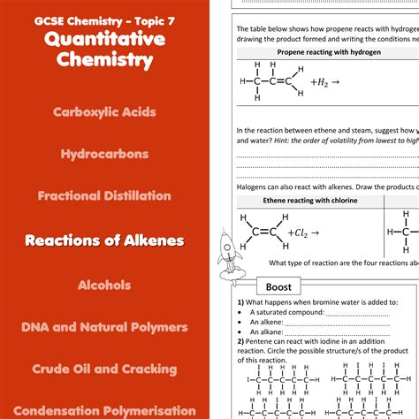 Reactions Of Alkenes Home Learning Worksheet GCSE Teaching Resources