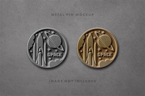 Premium PSD Pressed Metallic Names Pin Mockup Design