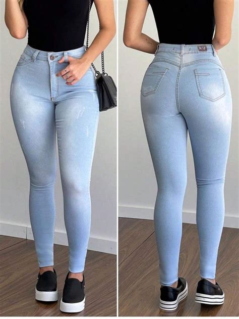 Cal A Jeans Cintura Alta Premium Em Jeans Feminino Cal A Jeans