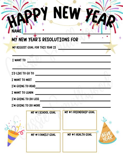 Cute New Years Resolution Worksheets Free Printable Cassie Smallwood