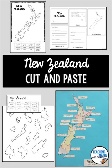 New Zealand Map And Country Flipbook Cut And Paste Jigsaw Worksheets