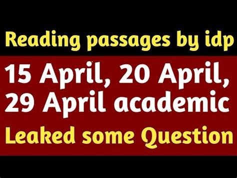 Leaked Reading Passages 15 April Ielts Exam 20 April Ielts Exam 29