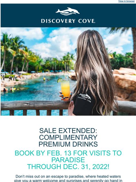 seaworld extended enjoy complimentary premium drinks  paradise milled