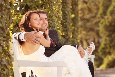 Bride And Groom Holding Each Other Stock Image Image Of Human Green