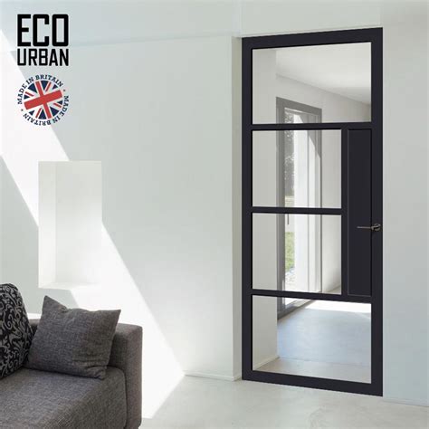 Handmade Eco Urban Boston 4 Pane Door Dd6311g Clear Glass Black Pr