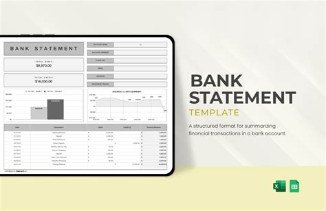 Bank Statement Template in Excel, Google Sheets - Download | Template.net