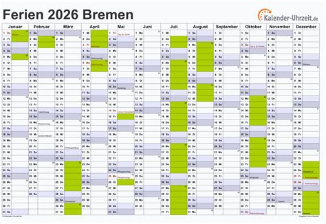 Ferien Bremen Ferienkalender Zum Ausdrucken