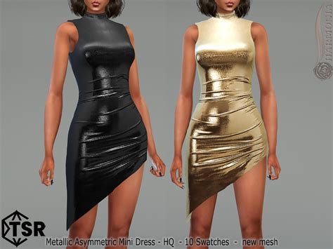 The Sims Resource Metallic Asymmetric Mini Dress